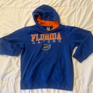 Youth Florida Gators Hooded Sweatshirt. Blue with Orange lining. Size 12-14.